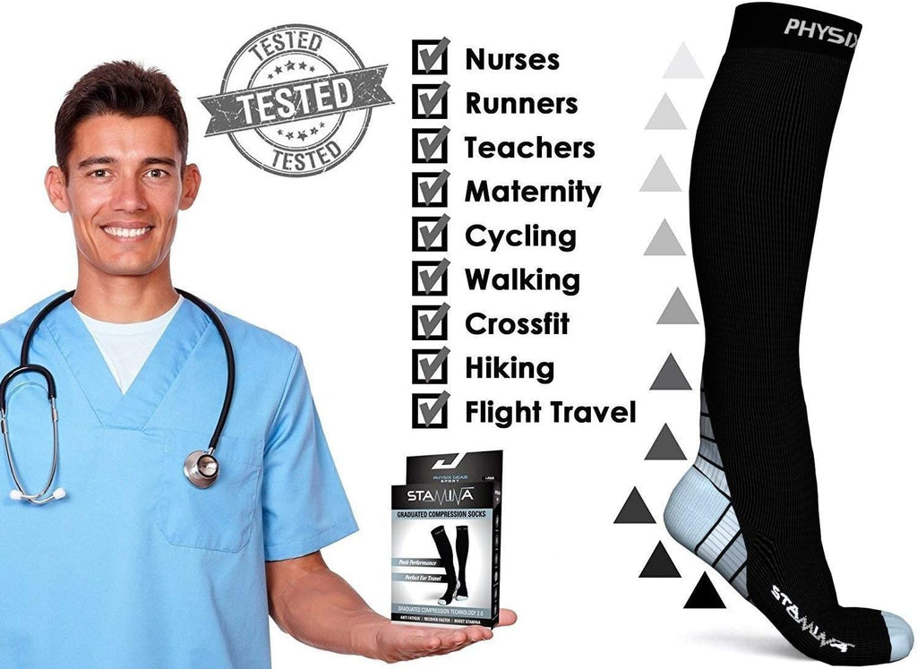 Experience Ultimate Comfort with Physix Gear Compression Socks - 20-30 Mmhg Support for Men & Women - Perfect for Running, Nursing, Travel, and More!