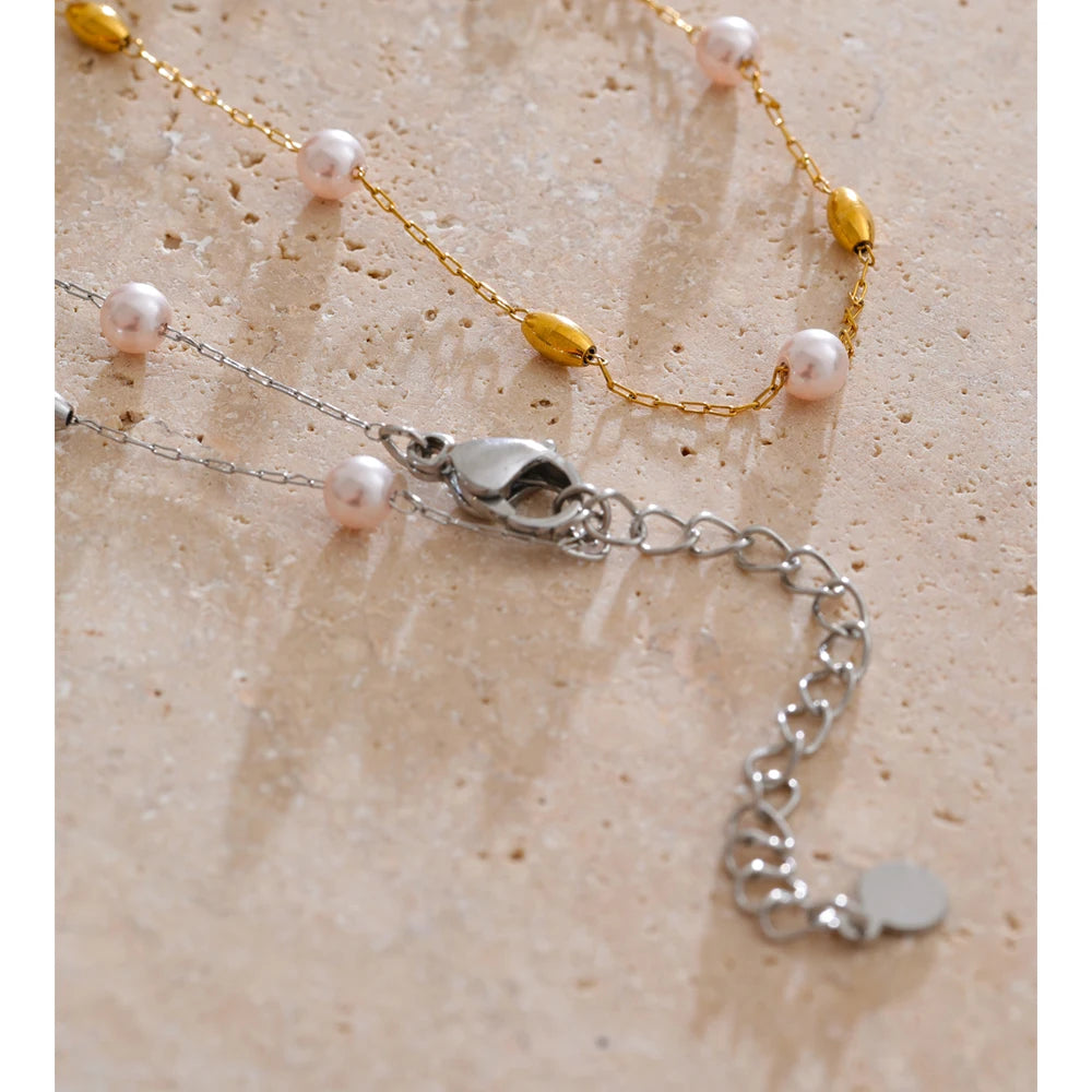 Elevate Your Style with Our Chic 18K Gold Plated Simulated Pearl Chain Necklace - Tarnish Resistant and Perfect for Any Occasion