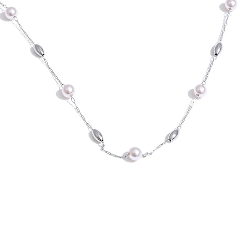 Elevate Your Style with Our Chic 18K Gold Plated Simulated Pearl Chain Necklace - Tarnish Resistant and Perfect for Any Occasion